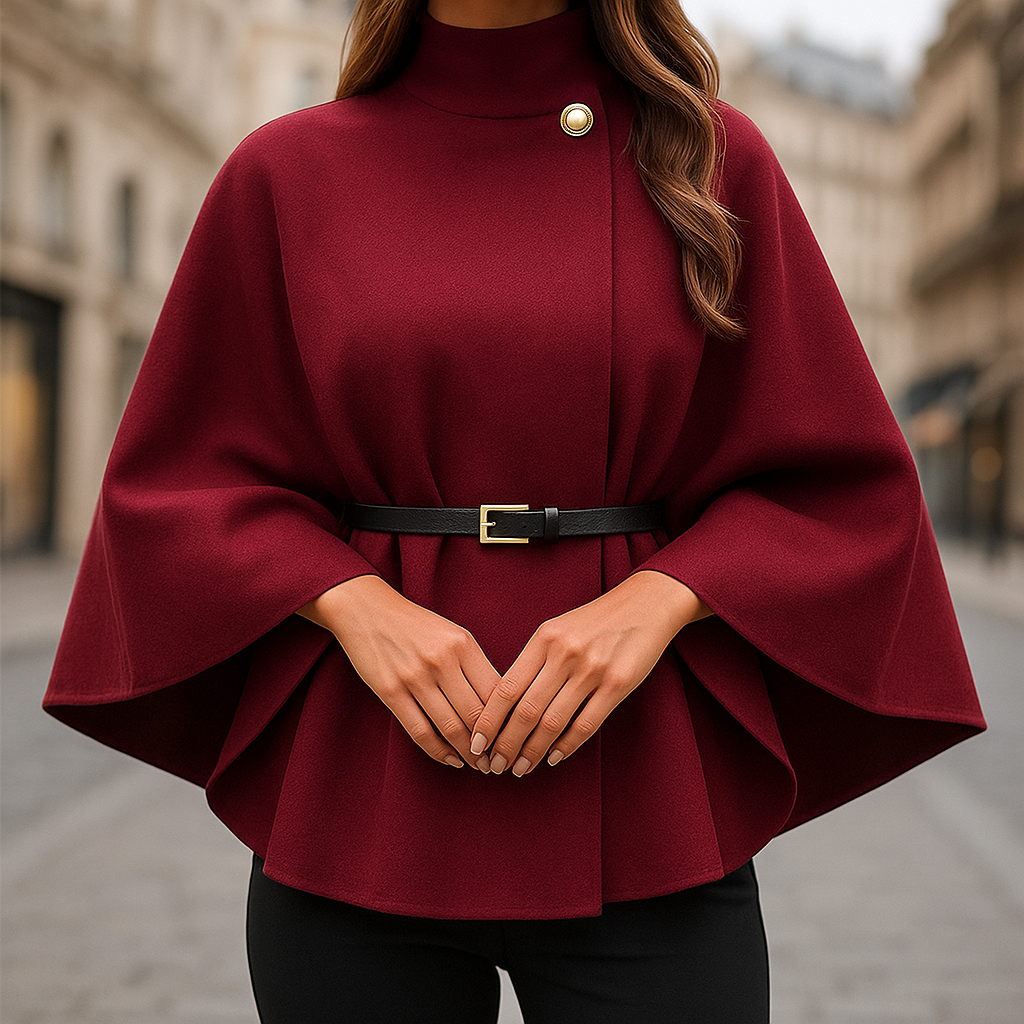 Cotton Chic Buckle Cape - Effortless Style with Adjustable Fit - TrendySix