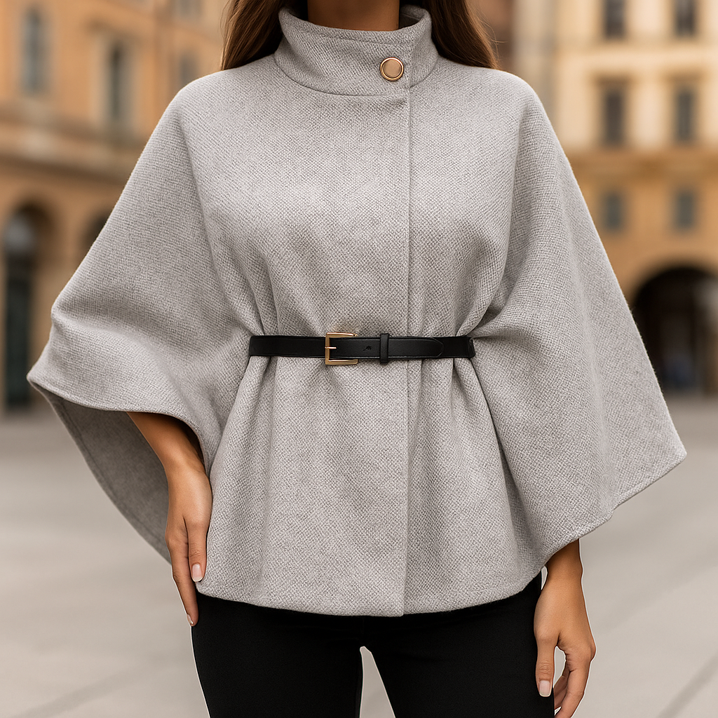 Cotton Chic Buckle Cape - Effortless Style with Adjustable Fit - TrendySix