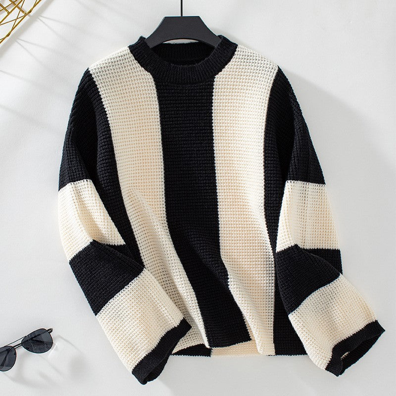 Sunset Stripes Knit Pullover - Vibrant Color Palette & Cozy Comfort - TrendySix